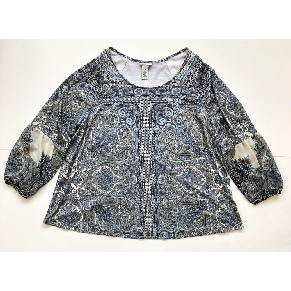 Catherines Blue Paisley Long Sleeve Women’s Blouse Size 1X